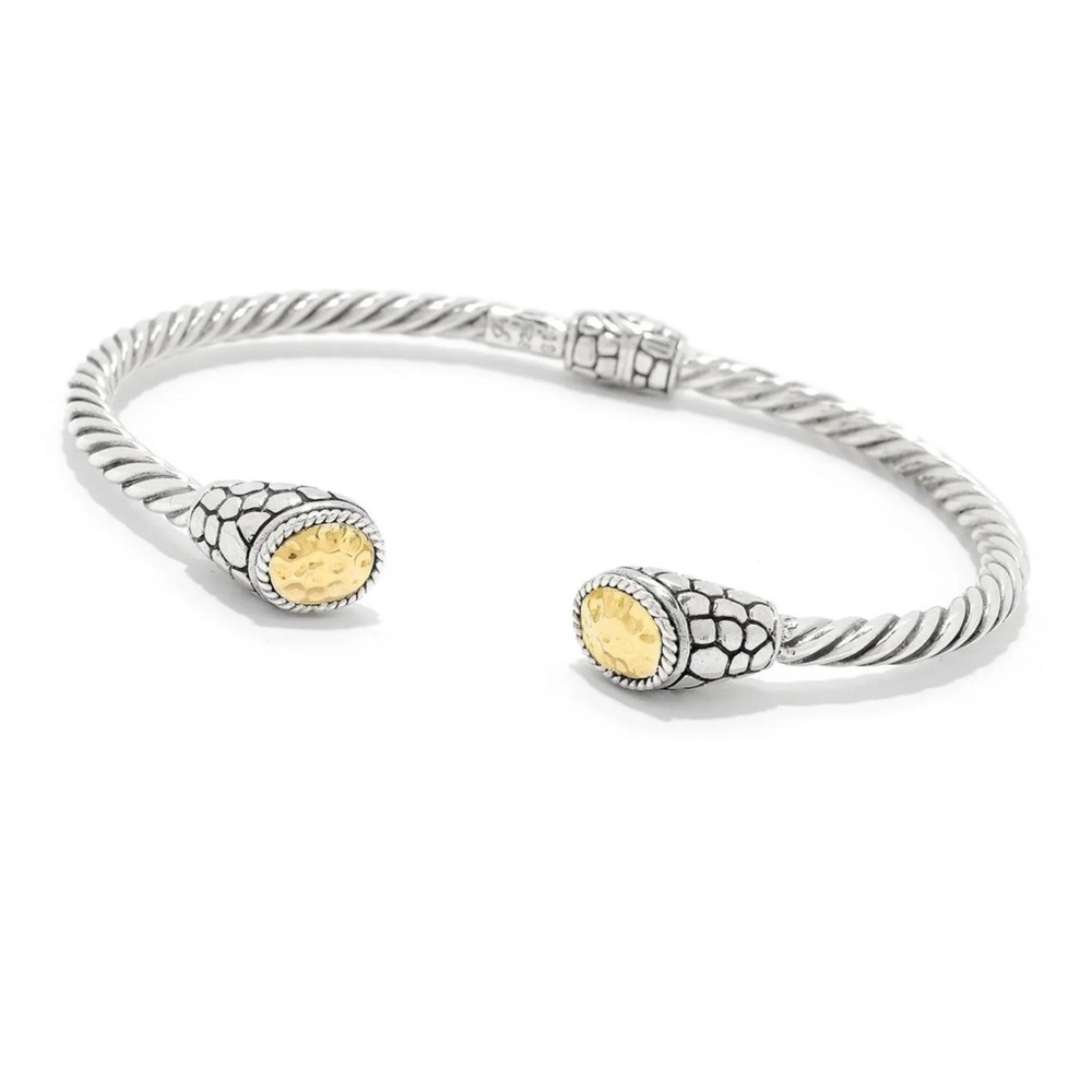 Samuel B. Twisted Silver Bracelet with Gold Accents
